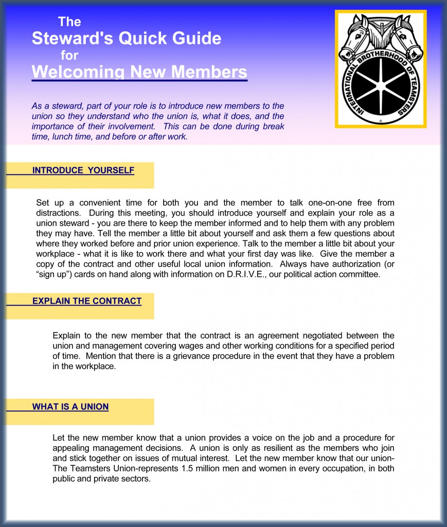 Microsoft Word - Stewards New Member Quick Guide