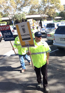 City of Concord Teamsters conduct a practice picket on their lunch break on October 21.