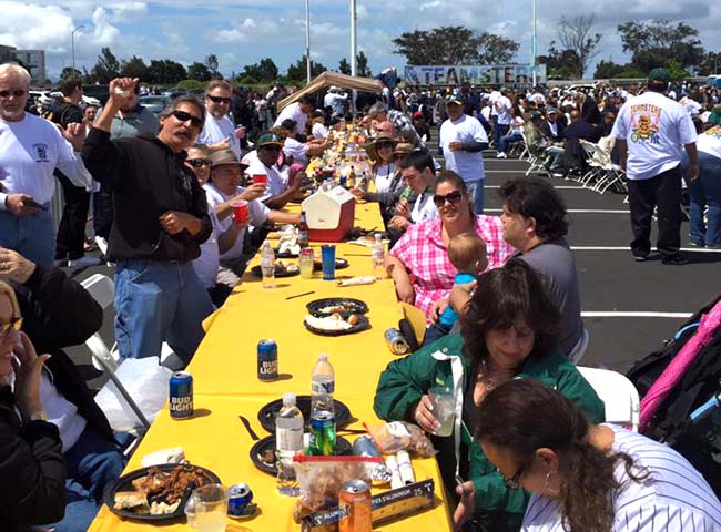 Teamsters 856 members enjoy tailgating at Teamster Day at the Ballpark on May 21, 2016 at the Oakland Coliseum.